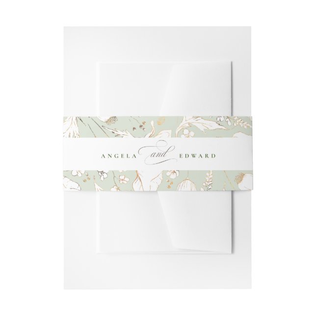 Handgezeichnet Wildblumen feiern grüne Hochzeit Einladungsbanderole (Vorderseite Beispiel)