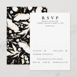 Handgezeichnet Wildblumen Gold Wedding RSVP Karte