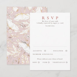 Handgezeichnet Wildblumen Gold Wedding RSVP Karte