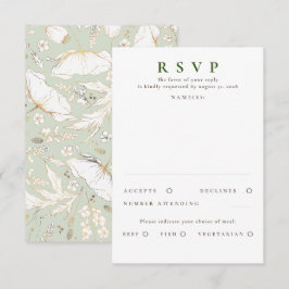 Handgezeichnet Wildblumen Gold Wedding RSVP Karte