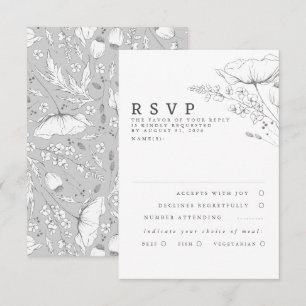 Handgezeichnet Wildblumen Hochzeit RSVP Karte