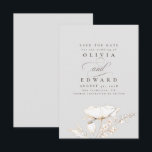 Handgezeichnet Wildblumen Light Gray Save the Date<br><div class="desc">Handgezeichnet goldene Wildblumen hellgrau speichern die Datumskarten</div>