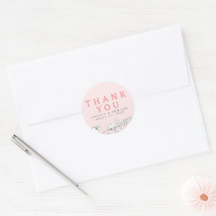 Handgezeichnet Wildblumen Minimalistisch Danke Runder Aufkleber