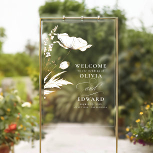 Handgezeichnet Wildblumen Moderne Hochzeit Acrylschild