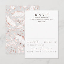 Handgezeichnet Wildblumen Rose Gold Wedding RSVP