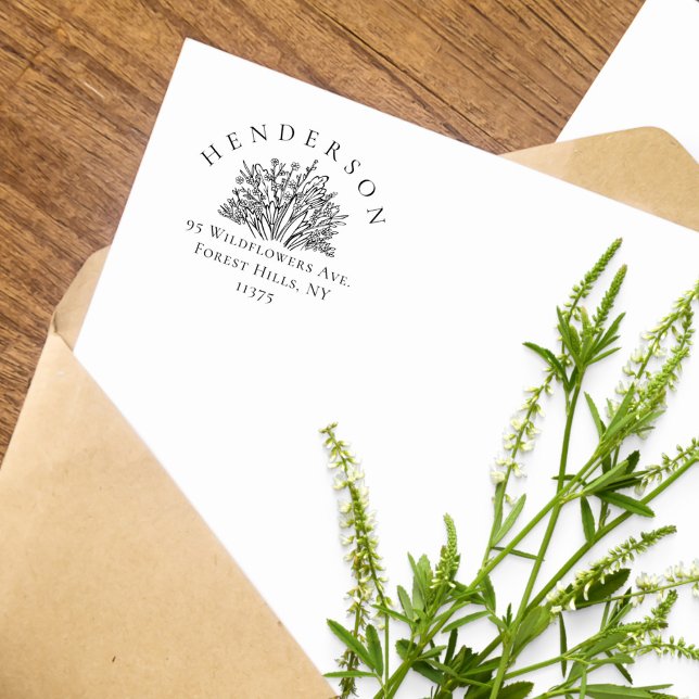 Handgezeichnet Wildblumen Rücksendeadresse Gummistempel (Von Creator hochgeladen)