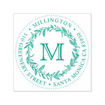 Handgezeichnet Wreath Monogram Round-Rücksendeadre