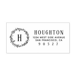Handgezeichnet Wreath Monogramm-Rücksendeadresse Gummistempel