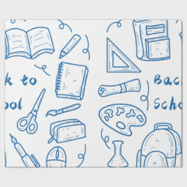 Handgezeichnet zurück zur Schuldoodle blau Geschenkpapier