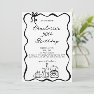 Handgezeichnete 30. Geburtstagseinladung Einladung