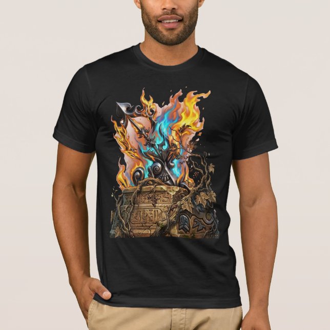 Handgezeichnete 3D-flammende mythische Waffe - Ast T-Shirt (Vorderseite)