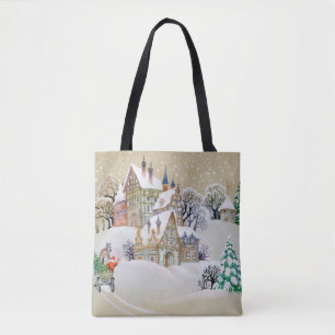 Handgezeichnete Abbildung mit Winterlandschaft und