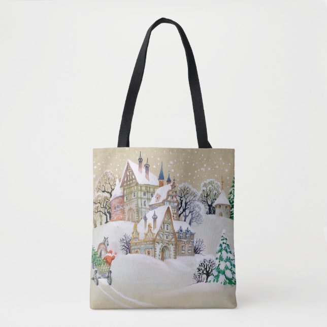 Handgezeichnete Abbildung mit Winterlandschaft und (Vorderseite)