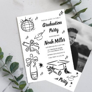 Handgezeichnete Abschluss-Einladungsvorlage für Ab Einladung