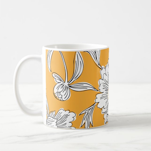 Handgezeichnete abstrakte Blume. Zugkraft Kaffeetasse (Links)