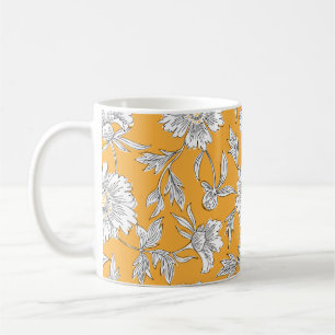 Handgezeichnete abstrakte Blume. Zugkraft Kaffeetasse