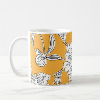 Handgezeichnete abstrakte Blume. Zugkraft Kaffeetasse
