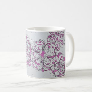 Handgezeichnete abstrakte Blumengrafik-Mug Kaffeetasse