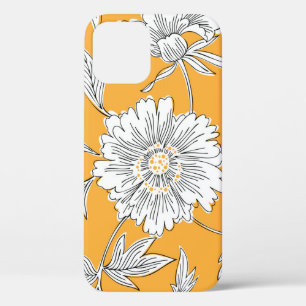Handgezeichnete abstrakte Gartenblumen. Konturzeic Case-Mate iPhone Hülle