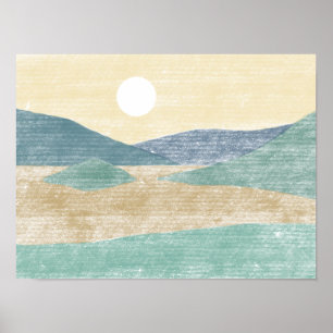 Handgezeichnete Abstrakte Landschaft Poster