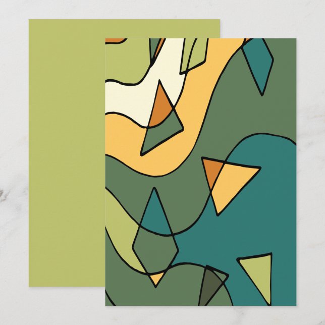 Handgezeichnete abstrakte Vintage Hals-Krawatte Einladung (Vorne/Hinten)