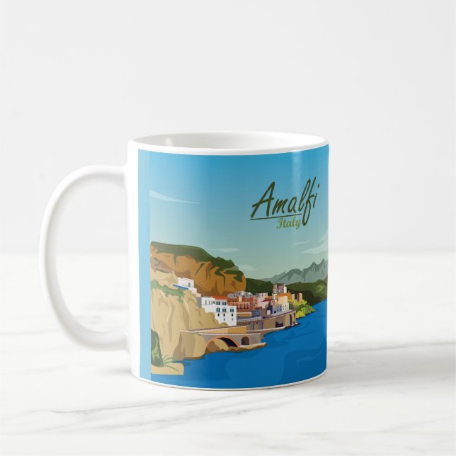 Handgezeichnete Amalfi Italien Landschaftslandscha Kaffeetasse (Links)