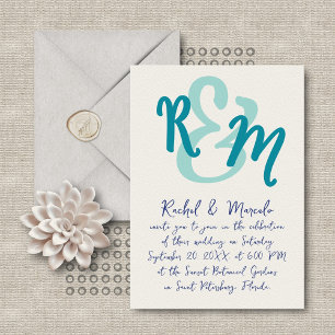 Handgezeichnete Ampersand-Initialen Hochzeit Einladung