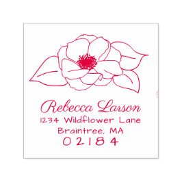 Handgezeichnete Anemone Blume & Blätter Rücksendea Permastempel