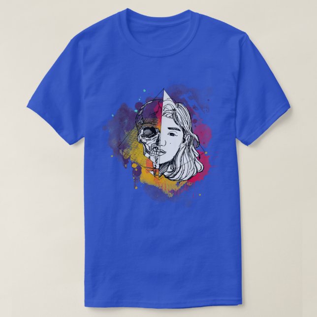 Handgezeichnete Anime-Skelita mit Farbschlauch  T-Shirt (Design vorne)