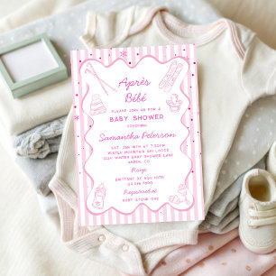 Handgezeichnete Apres Bebe Apres Ski Mädchen Baby Einladung
