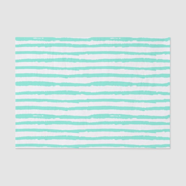 Handgezeichnete Aqua Stripes Seidenpapier (Vorderseite)