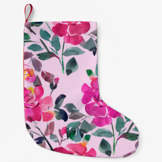 Handgezeichnete Aquarellfarben opulente Rose. Naht Kleiner Weihnachtsstrumpf
