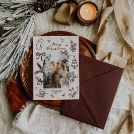 Handgezeichnete Arch Foto Weihnachtskarte Feiertagskarte