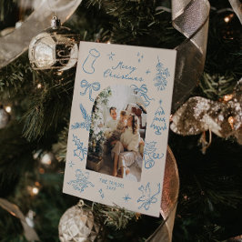 Handgezeichnete Arch Foto Weihnachtskarte Feiertagskarte