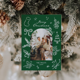 Handgezeichnete Arch Foto Weihnachtskarte Feiertagskarte