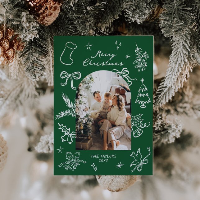 Handgezeichnete Arch Foto Weihnachtskarte Feiertagskarte (Von Creator hochgeladen)