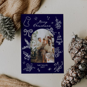 Handgezeichnete Arch Foto Weihnachtskarte Feiertagskarte