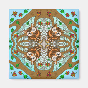 Handgezeichnete Art Owl Mandala Magnet