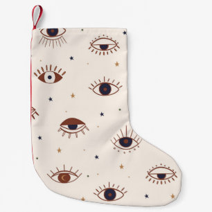 Handgezeichnete Augen Mystisches Nahtloses Muster. Kleiner Weihnachtsstrumpf