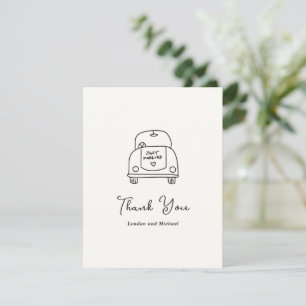 Handgezeichnete Auto-Doodle-Moderne Hochzeit Dankeskarte