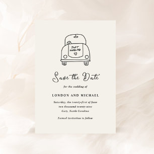 Handgezeichnete Autodoodle Moderne Hochzeit Save The Date