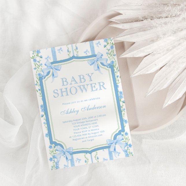 Handgezeichnete Baby-Babydusche mit Bow Einladung (Von Creator hochgeladen)