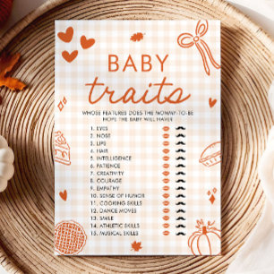 Handgezeichnete Baby-Merkmale Baby Shower Spiel He Einladung