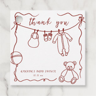 Handgezeichnete Babykleidung Babyparty Dankeschön Geschenkanhänger