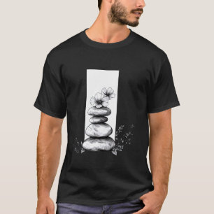 Handgezeichnete Balance-Stein-Blumen-Meditation Ze T-Shirt