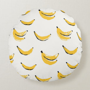 Handgezeichnete Bananen, stilvolles nahtloses Must Rundes Kissen
