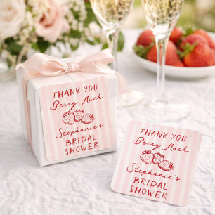 Handgezeichnete Beer In Love Bridal Shower Danke s Quadratischer Aufkleber