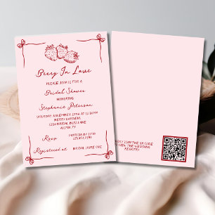 Handgezeichnete Beere in Love Brautparty QR Code Einladung