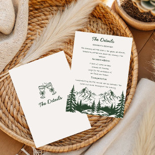 Handgezeichnete Berg-Sommer-Hochzeit Einladung