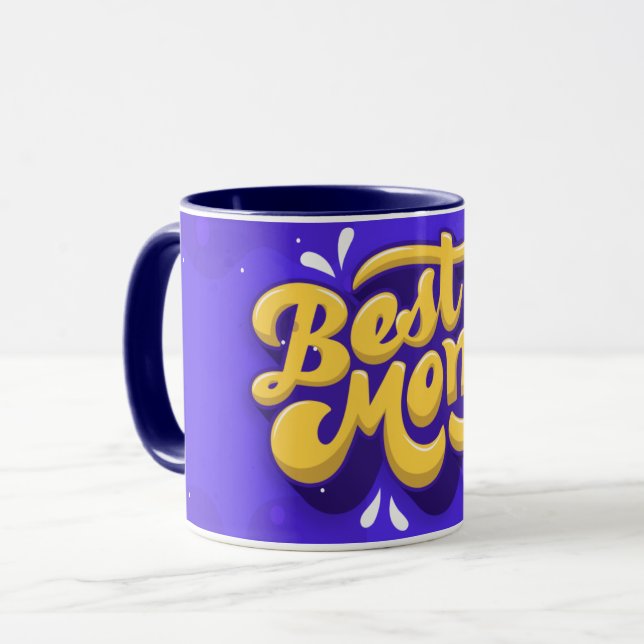 Handgezeichnete beste Mama je Lila Kaffee Tasse (Vorderseite Links)